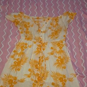 Floral High Low Dress in Yellow